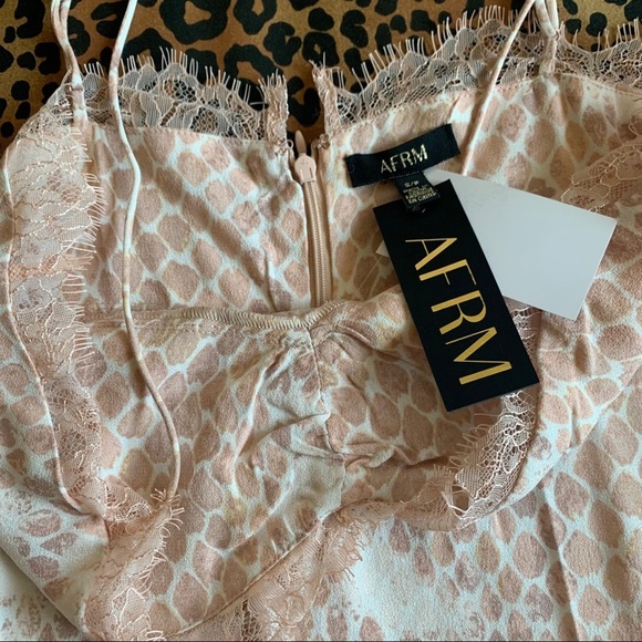 NWT AFRM kidd pastel pink python snake print spaghetti strap slip dress S - Picture 9 of 9